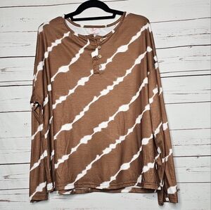 C+D+M Tie Dye Long Sleeve Henley Tee